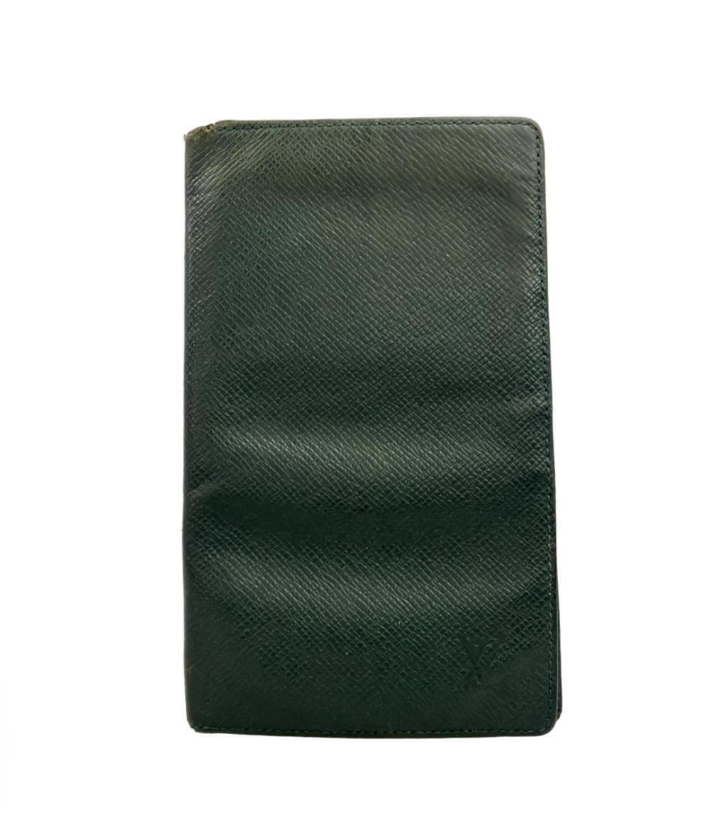 Louis Vuitton Long Wallet Porte Valeur Carte Credit Taiga Leather Green Black